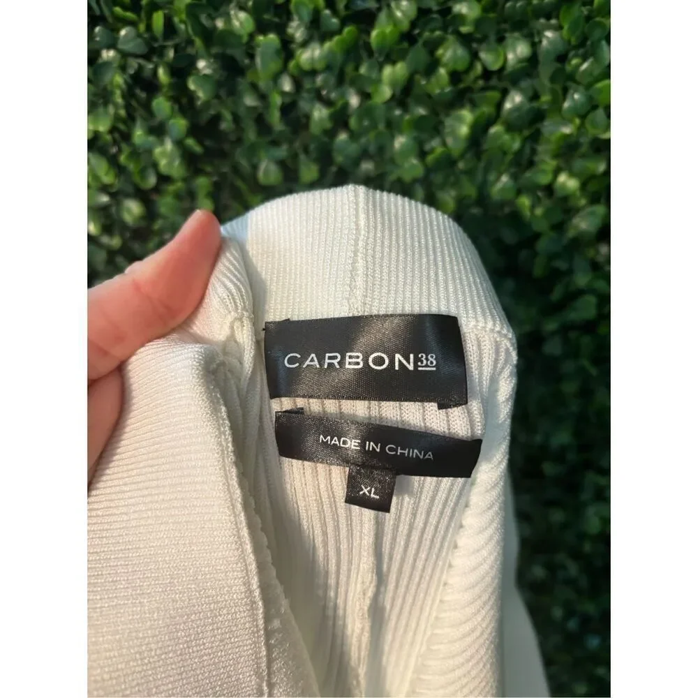 Carbon38 Sweater Pant Womens XL Ivory Rib Knit High Rise Casual Bootcut NWOT Tan